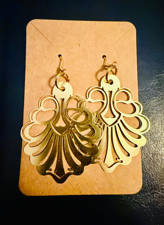 Elegant Brass Fan Earrings