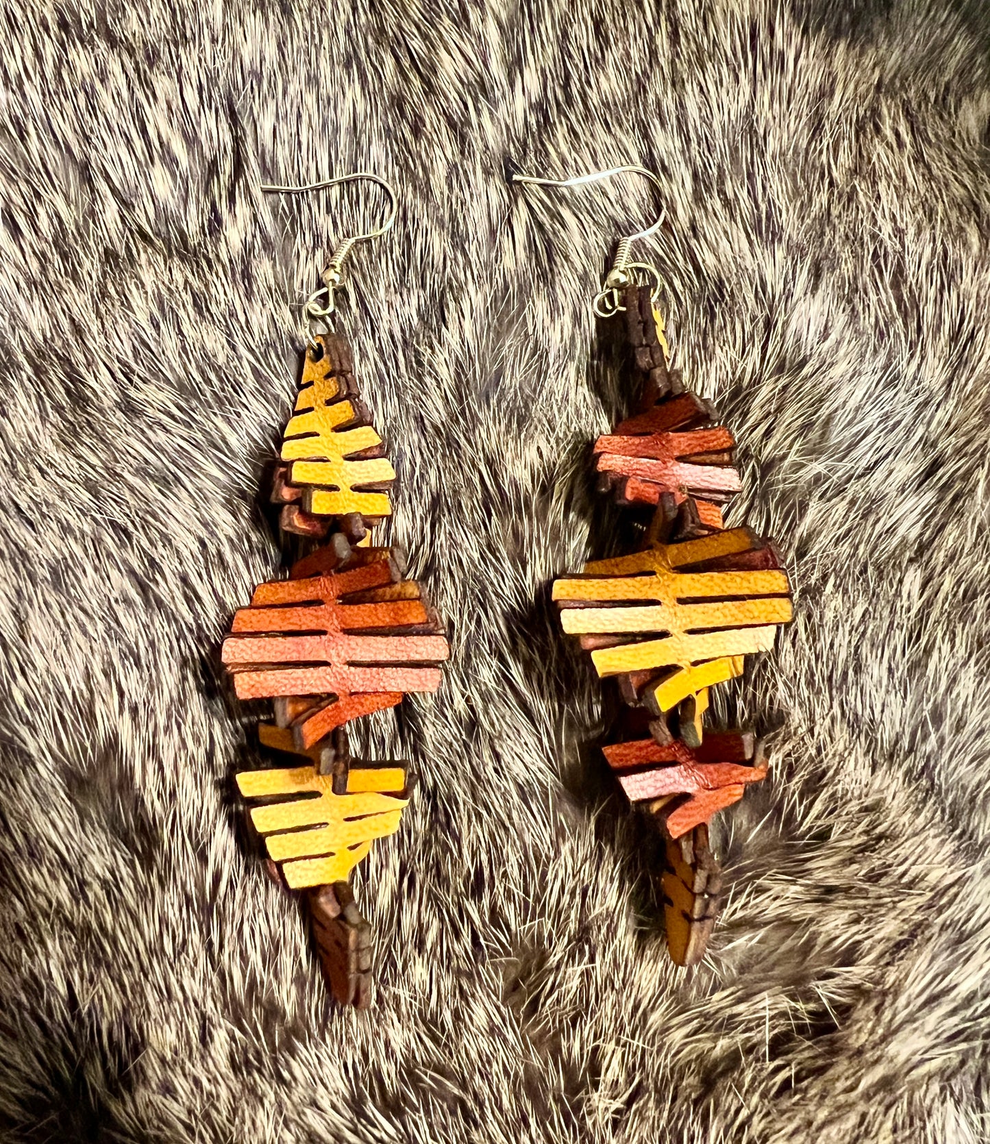 Leather Spiral Sheepskin Earrings