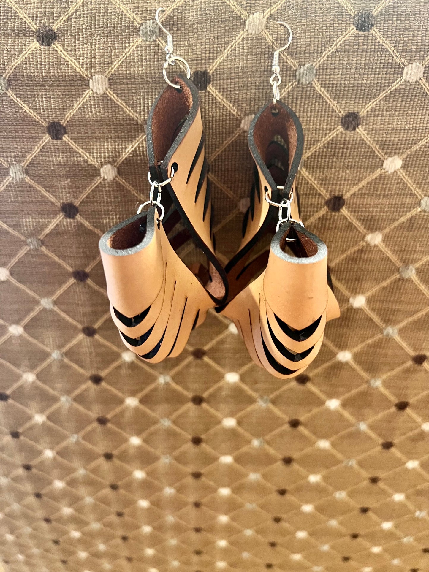 Large Dangle Drop Earrings. Leather Drop Earrings. Leather Earrings.
