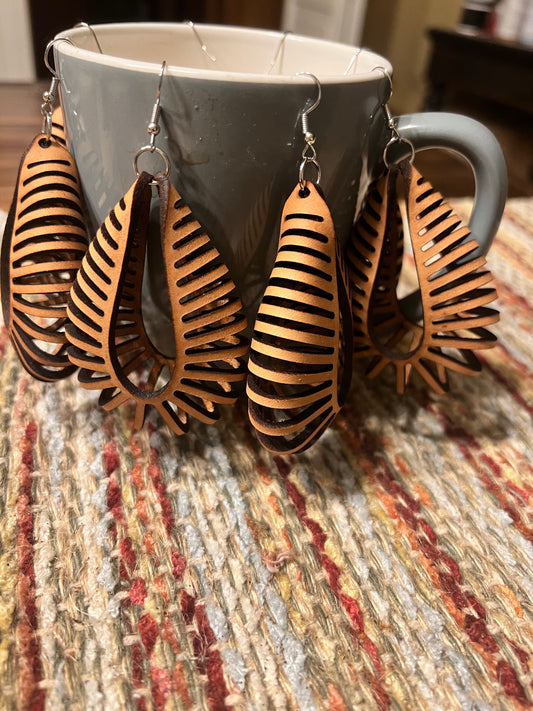 Dangle Teardrop Leather Earrings. Leather Earrings, Large Leather Earrings