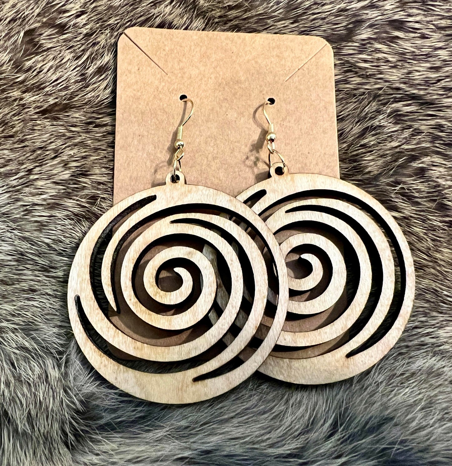Hypnotic Circle Maple Wood Earrings