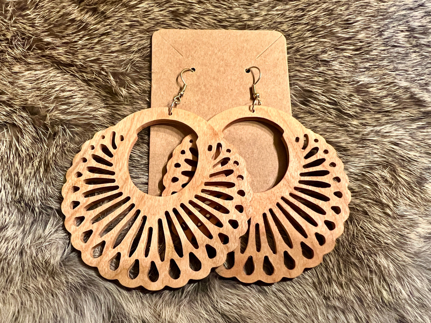 Cherry Wood Seashell Earrings